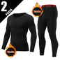 2-piece Men's Autumn And Winter Solid Color Round Neck Fashionable Printed Sports Thermal Underwear Set Simple And Comfortable