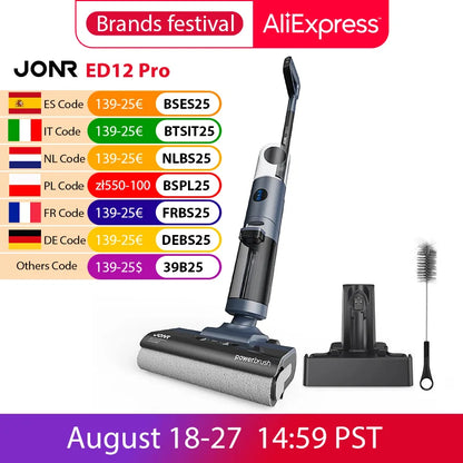 JONR ED12 Pro Cordless Vacuum Cleaner Wet & Dry Vertical Vacuum Cleaner with Hot Air Dry Self-Cleaning For Smart Home Appliances