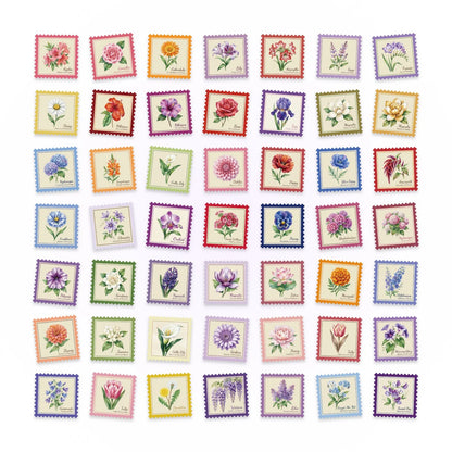 10/30/50PCS Stamp Style Literary Flowers Stickers Book DIY Skateboard Toys Guitar Luggage Suitcase Decoration Graffiti Sticker