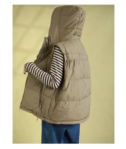 Schinteon Women 90% White Duck Down Vest with Hood Autumn Winter Over Size Casual Sleeveless Jacket Top Fashionable Gilet 2026