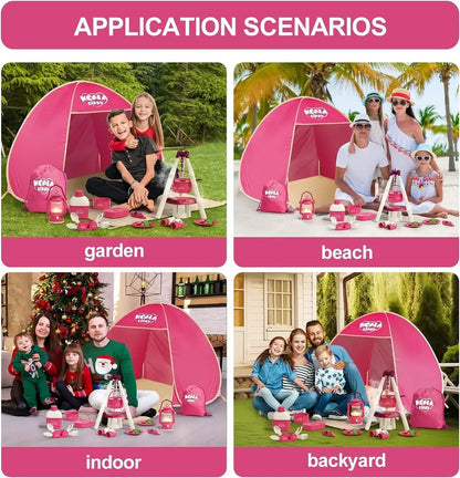 Kids Camping Set Indoor Outdoor Exploration Kit Pretend Play Toys Camping Tools Birthday Gift for Girl Boy OPTIONAL Pop Up Tent
