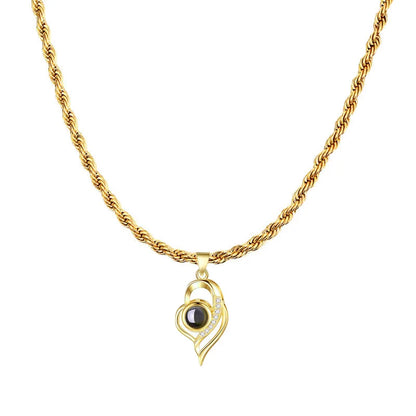 Custom Color Photo Projection Necklace Stainless Steel Rope Chain Valentine's Day Mother's Day Exquisite Fashion Gift for Women