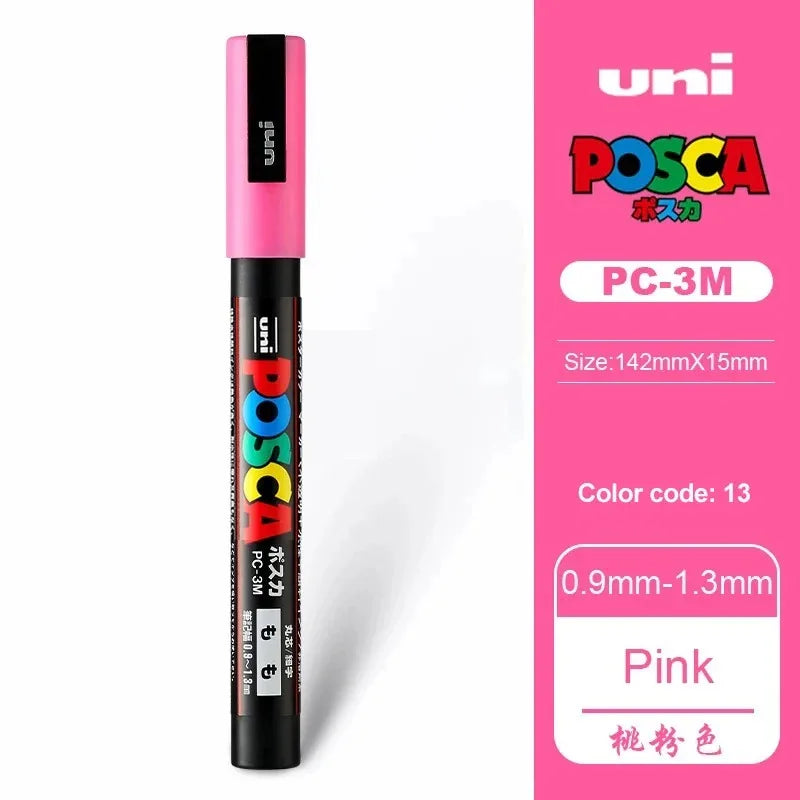 1pcs Japan UNI POSCA Markers PC-1M/3M/5M Acrylic Graffiti Pen Waterproof DIY Stackable Color Art Painting School Supplies