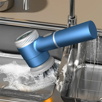 2026 Electric Cleaning Brush LED Display With 5 Replaceable Brush Heads 3-speed Adjustable Cleaning Tool For Kitchen Bathroom