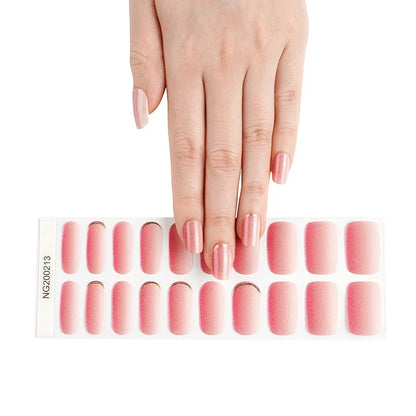 16/18/20Tips Semi-Cured Gel Nail Strips Adhesive Full Cover Stickers for Nails UV Lamp Need Press On Nails Fashion Manicure