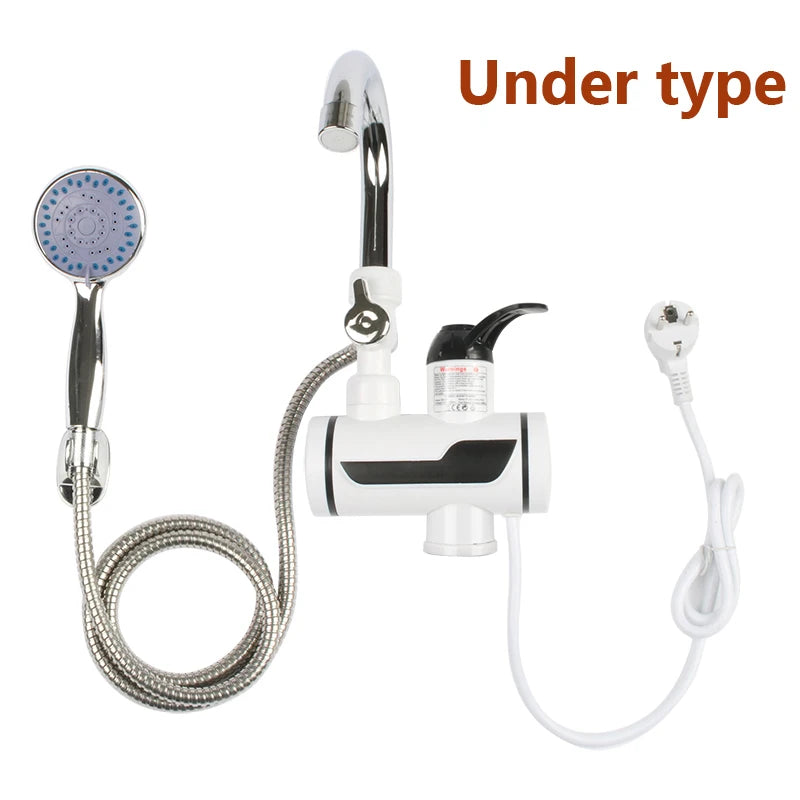 DMWD Electric Instant Hot Water Faucet Stainless Steel Water heater with LED Temperature Display Tankless Tap For Kitchen shower