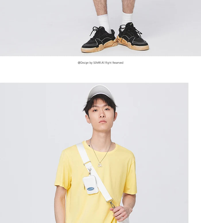 Semir Short Sleeve Men T-Shirt Cotton 2026 Summer New Man Clothing Thin And Versatile T Shirt Couples Solid Color Tops