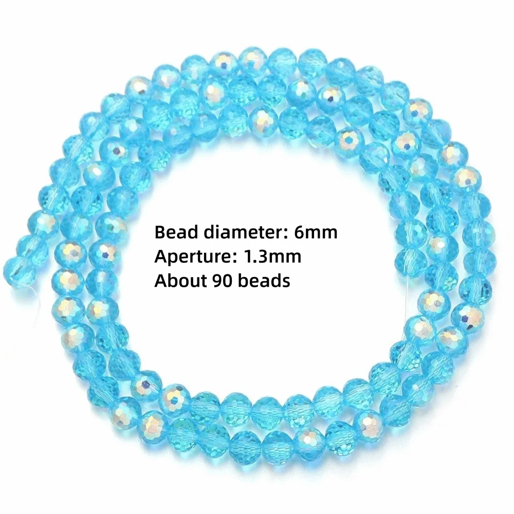 6/8/10mm Sizes Faceted Glass Beads Pink Blue Plating Clear Crystal Earth Beads 96-faceted Faceted Cut Style Jewelry Making Beads