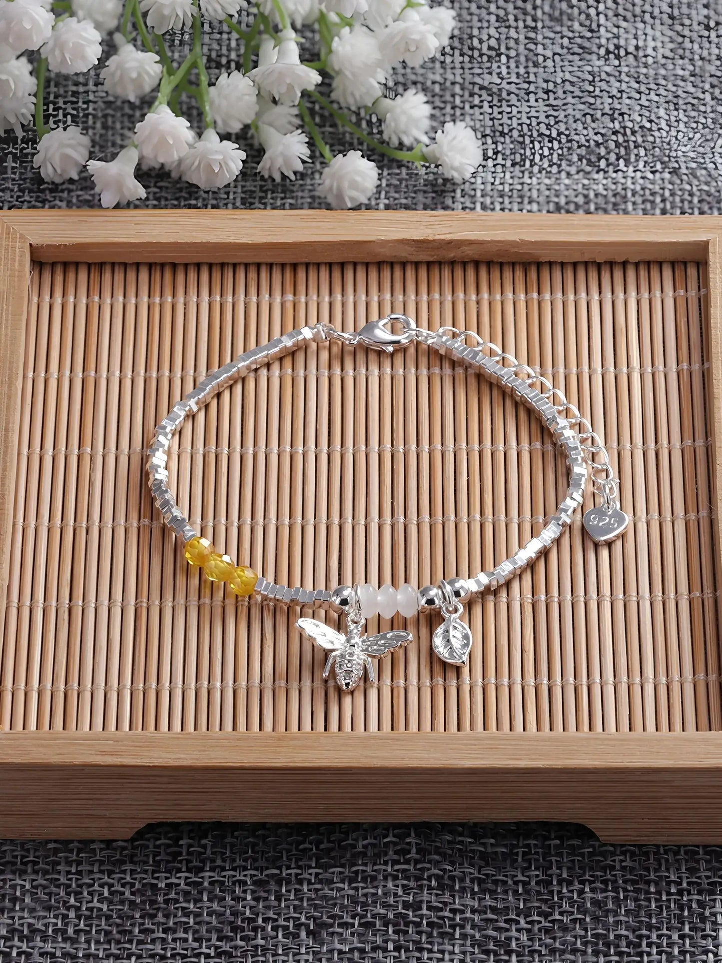 VENTFILLE 925 Sterling Silver Line Extremely Fine Bracelet for Women Love Haert Bead Korean Ins Sweet Jewelry Gift Dropshipping