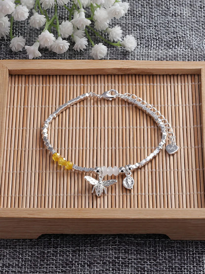 VENTFILLE 925 Sterling Silver Line Extremely Fine Bracelet for Women Love Haert Bead Korean Ins Sweet Jewelry Gift Dropshipping