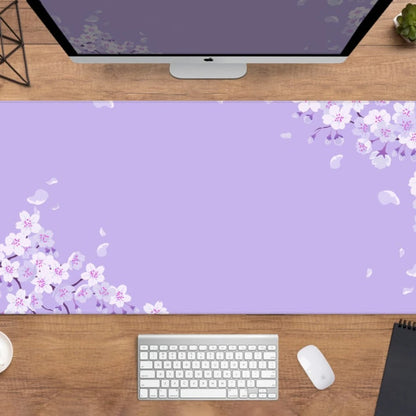 Purple Blossom Deskmat Cute, Mouse Pad Lilac Lavender Cherry Sakura Flowers, Japanese Desk Mat, Mousepad Kawaii Anime Aesthetics