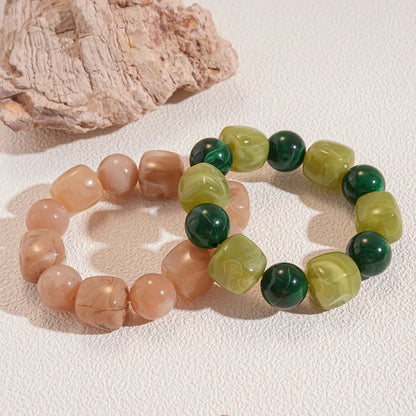 Acrylic Irregular Square Round Beaded Bracelet Bangle for Women Imitation Stone Chain Bracelet Hand Accessories Couple Gifts K