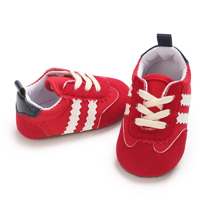 Spring and Autumn Fashion Stripes 0-1 Baby Shoes Baby Shoes Step Front Shoes Rubber Bottom Anti Slip Sneakers