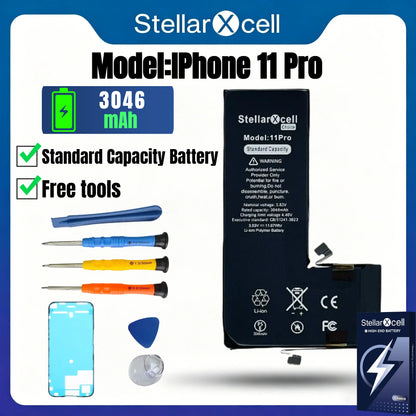 StellarXcell Choice Battery for iPhone 11 12 13 14 15 Mini Plus Pro Promax Original Capacity Replacement Bateria High Quality