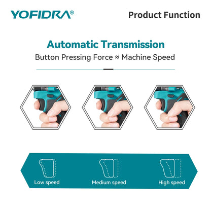 YOFIDRA 700N.M Brushless Electric Impact Drill Cordless Screwdriver Plates Soil WoodWorking Power Tool For Makita Battery Pin