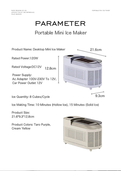 Electric Small Ice Maker Home Dormitory Office Camping Ice Automatic Ice Making Box Ice Machine Home Car Dual Use 12/110/220V