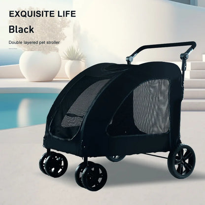 Large-sized Pet Stroller for Outdoor Travel Dog Mobility Scooter Large Capacity Dog Car Multifunctional Foldable Pet Stroller