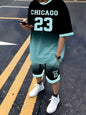 Men's Sports Short Sleeve Top Shorts Set Plus Size Breathable Basketball Sports Clothing Letter Print T-shirt Shorts 2-piece Set