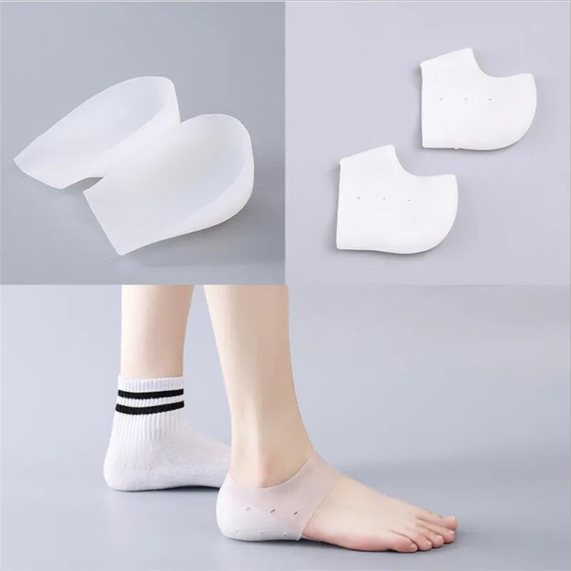 Unisex Invisible Height Increase 5CM Silicone Socks Gel Heel Pads Orthopedic Arch Support Heel Cushion Insoles Foot Massage Pad