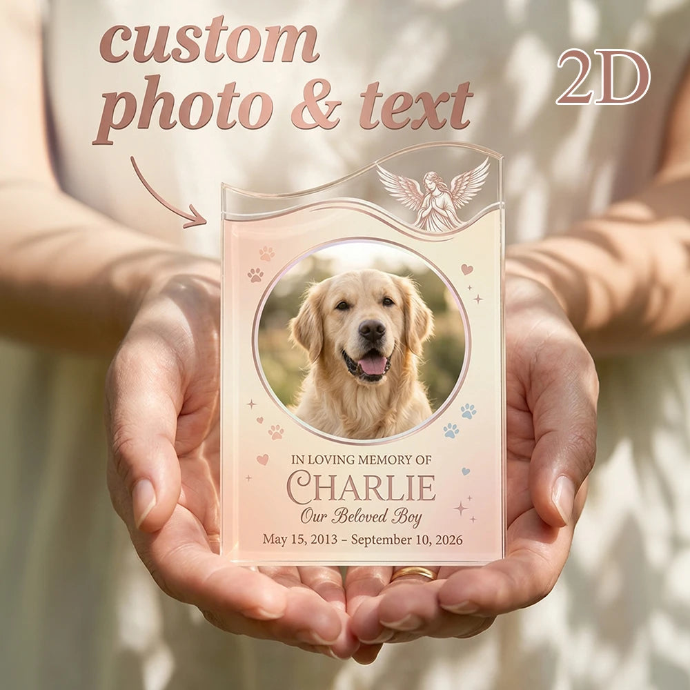 Personalized Custom Pet Memorial Acrylic Sign,Bespoke Photo & Name Engraving,Ethereal Angel Design,Pet Loss Condolence Gift