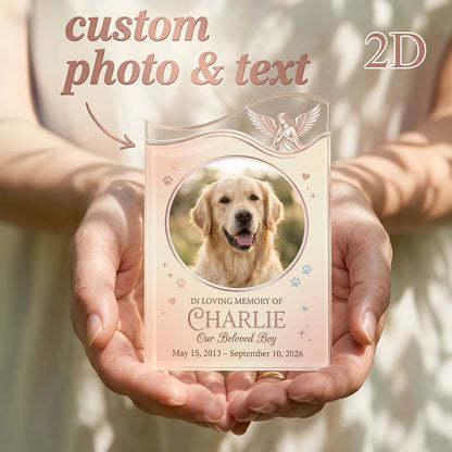 Personalized Custom Pet Memorial Acrylic Sign,Bespoke Photo & Name Engraving,Ethereal Angel Design,Pet Loss Condolence Gift