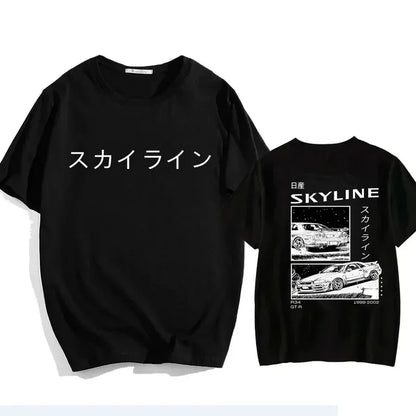 2024 Fashion Cotton T-Shirt Drift Japan Anime AE86 Inifirst D Summer Casual T-Shirt R34 Skyline GTR JDM Oversized Print T Shirts