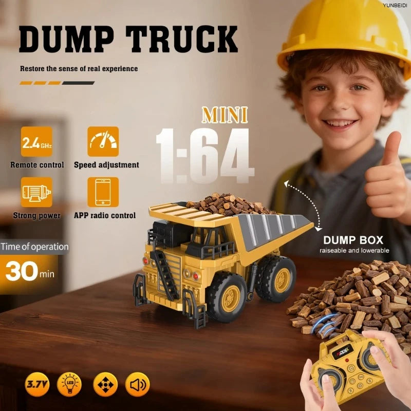 1:64 Remote Control and Alloy Truck Forklift with Trailer Worktop Mini Bluetooth RC Elevator Vehicle Children's Toy Holiday Gift