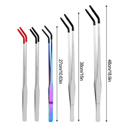 Stainless Steel Reptile Feeding Tongs with Rubber Tips - Straight & Curved Aquarium Pet Tweezers for Safe And Easy Feeding
