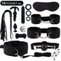 Hot Exotic Bed Bondage Set BDSM Kits Exotic Sex Toys For Women  Adults Games Leather Handcuffs Whip Gag Nipple Clamps Sex Shop