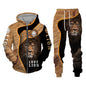 Spring and Autumn Men's Tracksuit 3D The Lion Print Zipper Hoodies Sweatshirts Pants Sets Casual Mens Clothing Women's Tracksuit