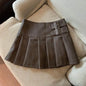 S-3XL Y2K Pu Leather Mini Skirts Women Streetwear High Waist Pleated Skirt Vintage Korean Black Slim Casual A Line Skirts