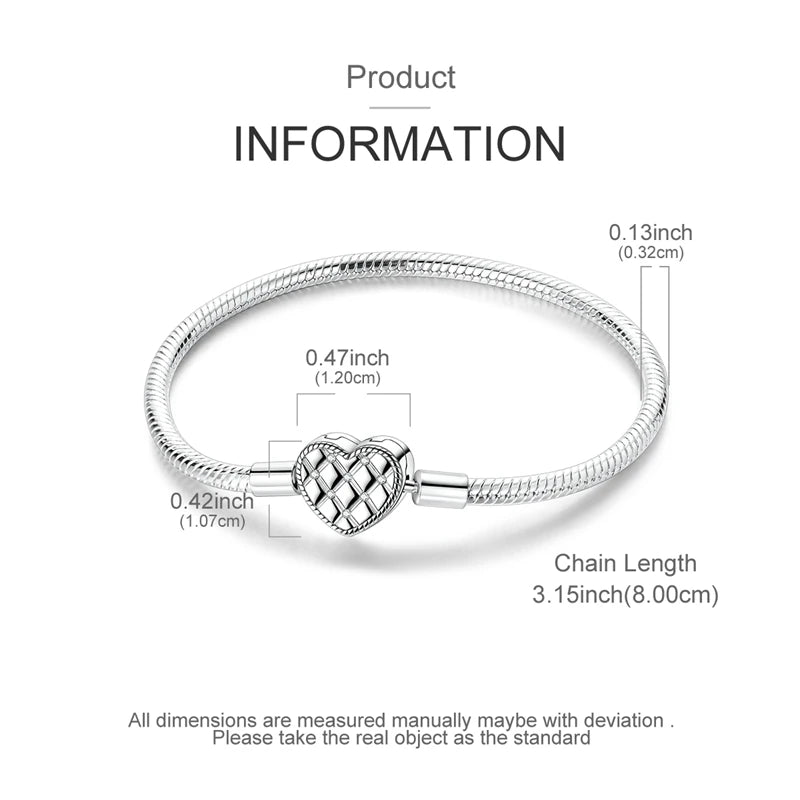 Original 925 Sterling Silver Bracelets 17-20CM Love Heart Flowers Butterfly Charms Beads Bracelet For Women Fashion Jewelry Gift