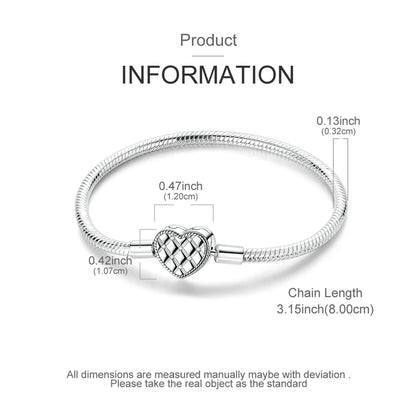 Original 925 Sterling Silver Bracelets 17-20CM Love Heart Flowers Butterfly Charms Beads Bracelet For Women Fashion Jewelry Gift