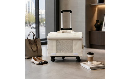 Pet Carrier with Telescopic Handle Foldable Pet Carrier Trolley Travel Bag Portable Long-Lasting for Cats, Outings