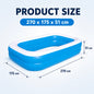 Bestway Jumbo Inflatable Swimming Pool 270x175x51cm 982L Rectangular Outdoor Pool with 2 Air Chambers and Drain Valve