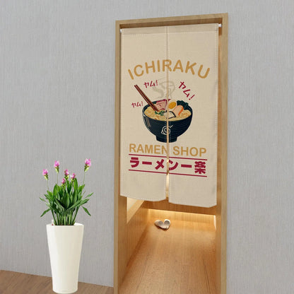 Custom Japanese Resturant Ramen Noren Curtain  Noodles Shop Kitchen Cloth Doorway Curtains Oil Smoke Proof Partition No Punching