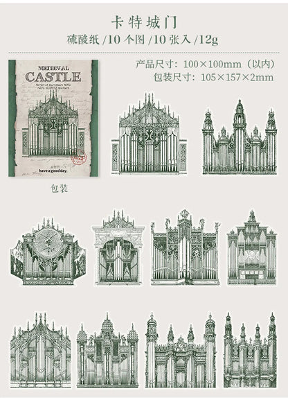 10pcs/lot Memo Pads Material Paper Medieval Castle Journal Scrapbooking paper Card Background Decoration Paper