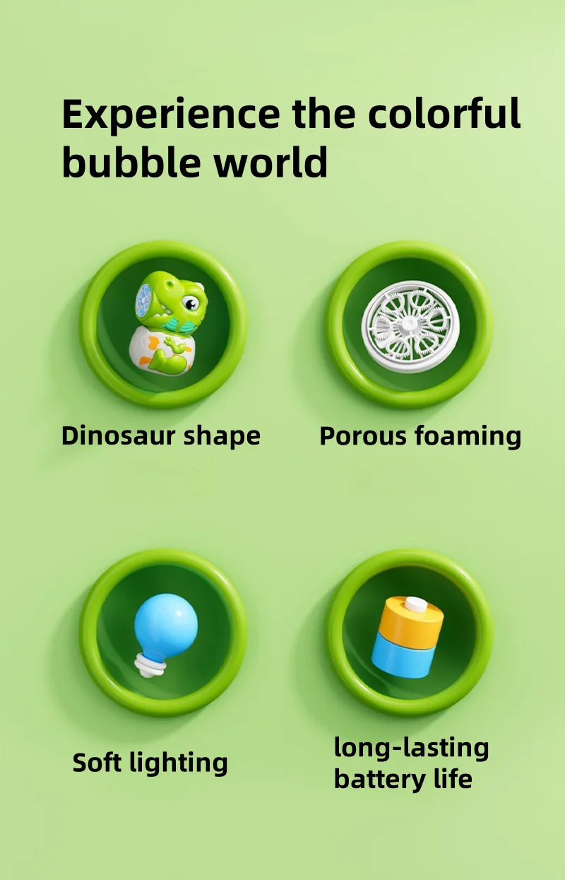 Cartoon Dinosaur Giraffe Bubble Blowing Machine for Children, Fully Automatic Handheld Bubble Stick, Luminous Bubble Toy