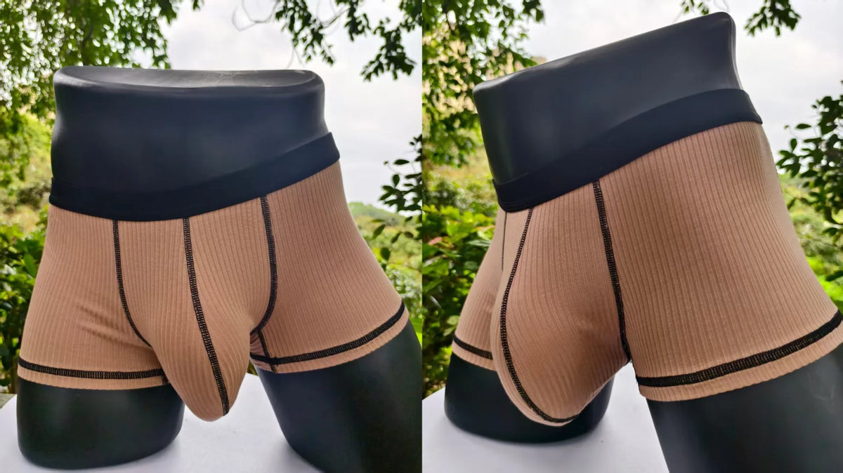 Large-bag personalized design men's underwear, sweat-absorbing, thin, breathable, U-convex four-corner men's underwear
