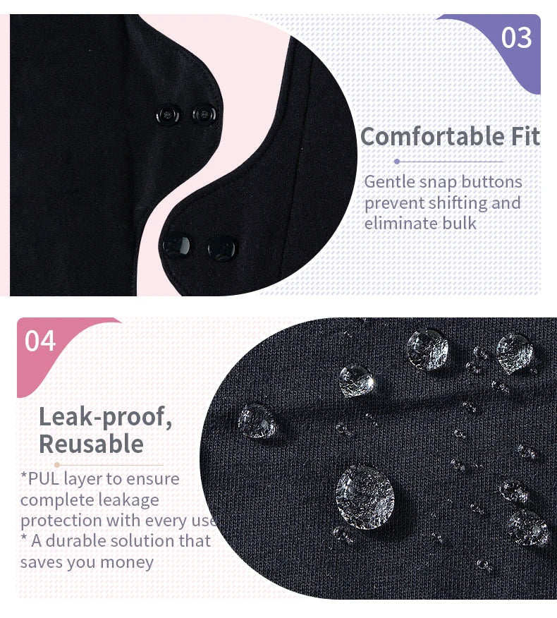 4pcs Washable Sanitary Towels Cotton Menstrual Pad Reusable Women Sanitary Napkins Feminine Hygiene Product Period Cloth Pads