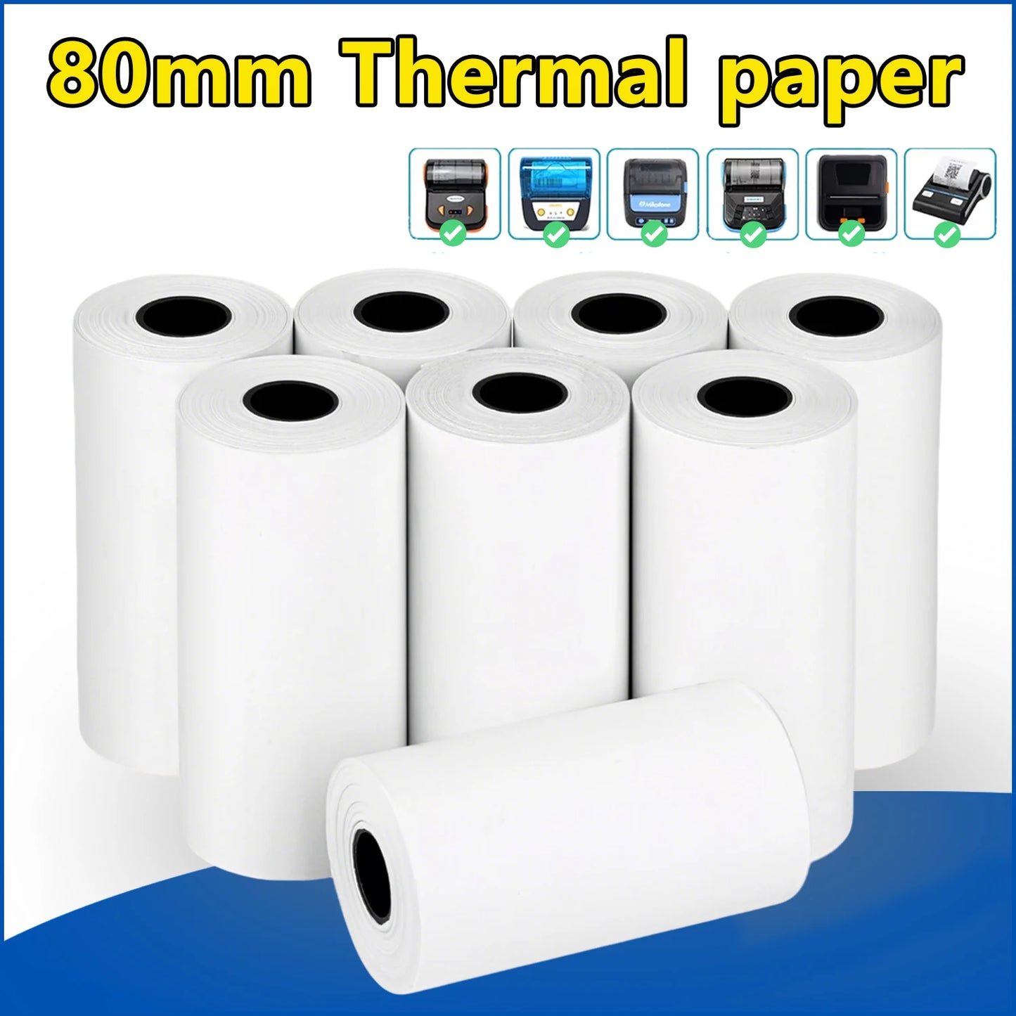 80MM Thermal Receipt Paper 3/6/10 Rolls White Paper For Mini Portable Thermal Receipt Printer For Supermarket Business Printing