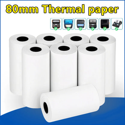 80MM Thermal Receipt Paper 3/6/10 Rolls White Paper For Mini Portable Thermal Receipt Printer For Supermarket Business Printing