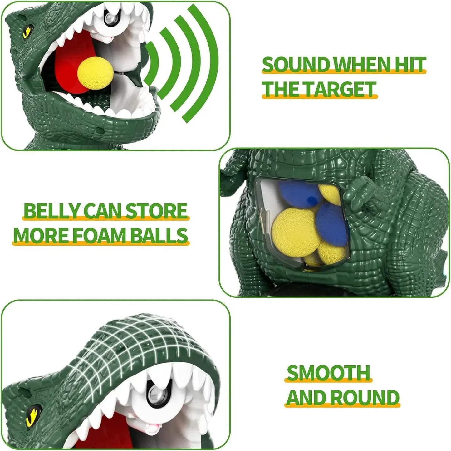 Kids Dinosaur Shooting Toy Gun 360 Degree Omni Rotatable Mist Spray Design Air Popper Soft EVA Ball Blaster Educational Parent-Child Battle Play Toy for Home Backyard Party