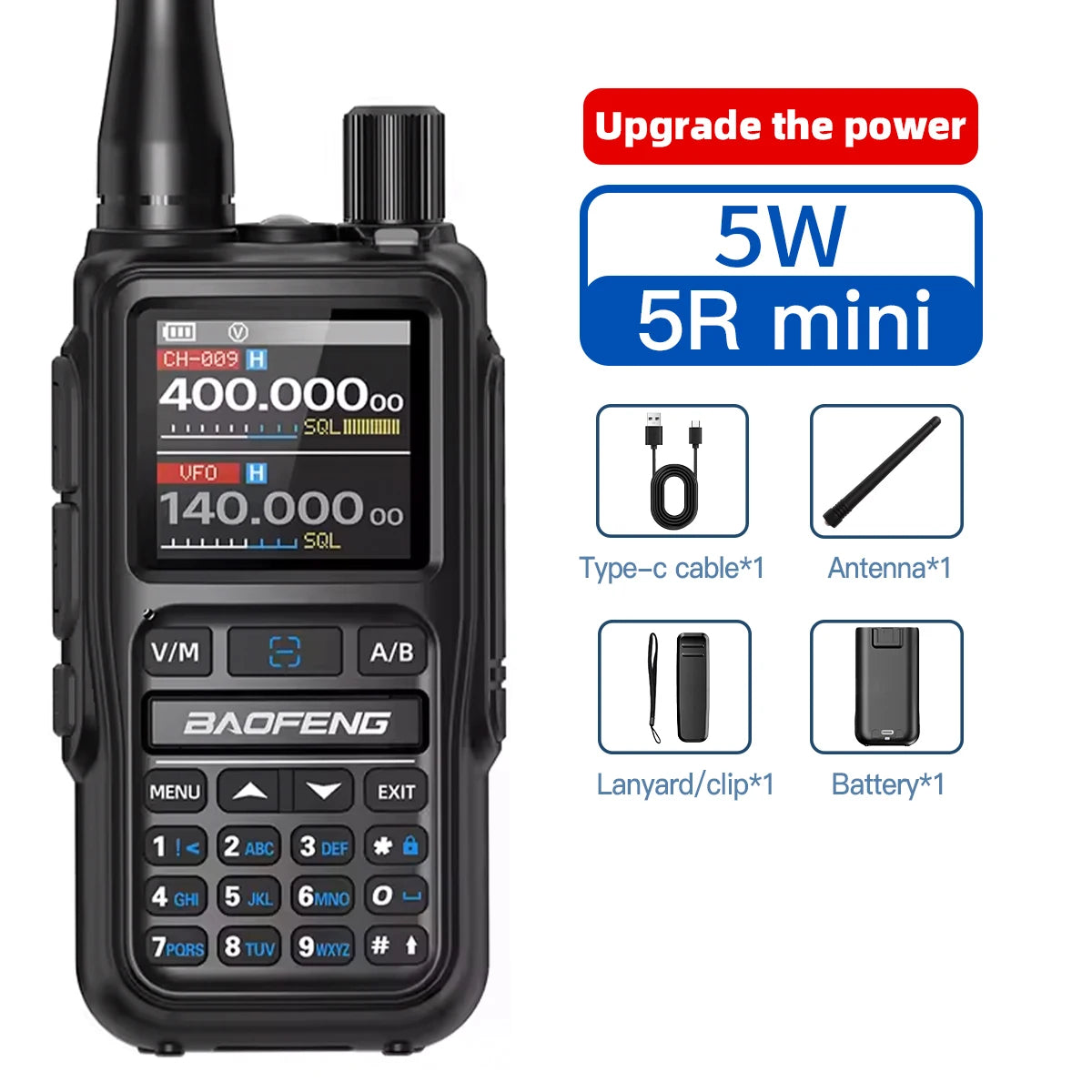 1PC Baofeng Walkie Talkie UV-5R Mini Amateur Radio Multi Band Bluetooth Programming Frequency Dual PTT AM/FM Camping Portable