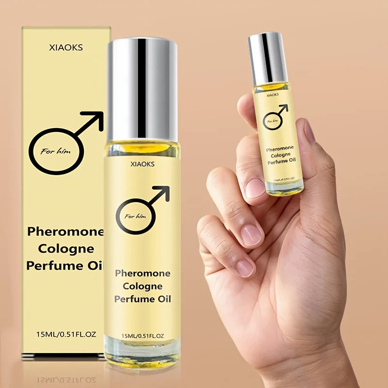 Men's Pheromone Cologne Essential Oil—Men's Cologne with Woody Fragrance, Long-Lasting Scent, Roll-On Design, Lightweight, Portable