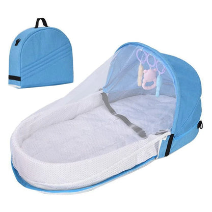 Baby Travel Bed Tight Stitching Baby Travel Cot Soft Linen Cotton Tear Resistant Multifunctional Comfortable Touch for Garden