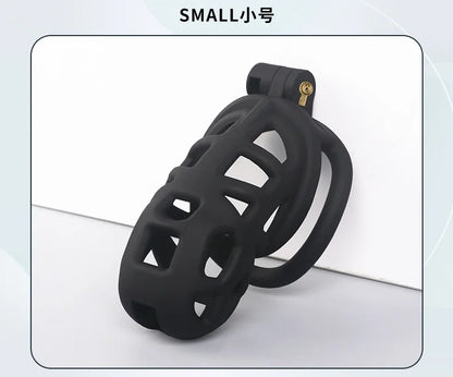 2026 New Chastity Lock Cage SM Flirting Breathable Resin Male Virginity Device Fetish Male Penis Lock with 4 Rings