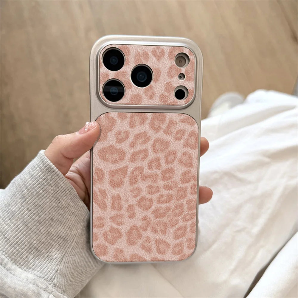 Luxury Leopard Print Cortex Leather Phone Case For iPhone 17 Pro Max 12 13 14 15 16 11 Cases Shockproof Bumper Back Cover Funda