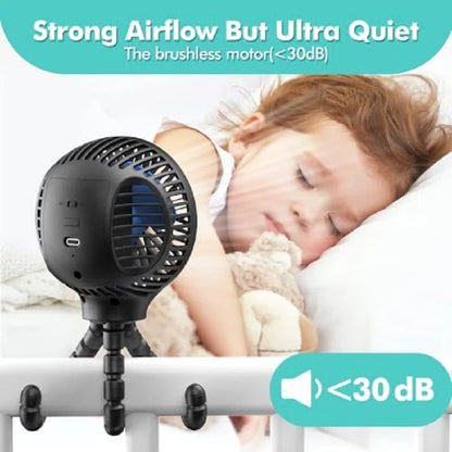 Mini Clip On Fan for Car Seat Crib Baby Stroller Fan Handheld Rechargeable USB Fan Small Cooling Fans Baby Stroller Accessories