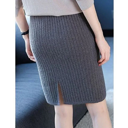 Autumn Women High Waist Bodycon Skirt 2026 New Solid Color Elastic Knitted Mini Skirts Sexy Slim Fit Office Lady Pencil Skirts